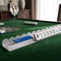 Supports de Mahjong en Acrylique Argenté Scintillant de Luxe avec Bord Ondulé 17,5/20 Pouces, Supports pour Tuiles de Mahjong, Accessoires de Mahjong