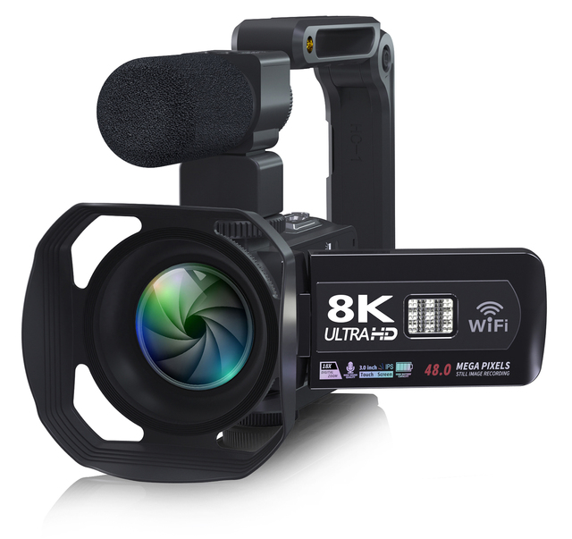 8K Digital Video Camera Night Vision 48MP Wireless Webcam 16X Optical Zoom Recorder for Live Streaming