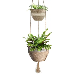 Seagrass Planter Basket with Rope Planter Baskets for Indoor Outdoor for Flower Pots Cover and Room Decoration Planter