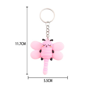 Porte-clés en PVC souple 3D en forme d'insecte animal, libellule, abeille, chenille mignonne, reptile, pendentif, cadeau pour femme, porte-clés - Product Image 2