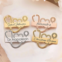 Broche de médico personalizado con logotipo grabado, Pin de solapa con nombre grabado, estetoscopio, insignia médica, regalo para enfermera
