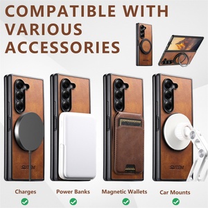 Lujo 360 °   Funda con Soporte Magnético Giratorio y Carga Inalámbrica para Samsung Z Fold 7 6 5, Carcasa Plegable Antigolpes para Teléfono Móvil - Product Image 5
