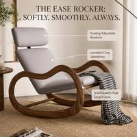 Fauteuil à bascule vintage en teck massif |   Fauteuil inclinable design éco-responsable de style mid-century modern pour bureau à domicile et salon
