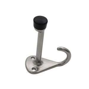 Butée de porte en acier inoxydable 304 massif avec conception de crochet de sortie pyramidale, nouveau type de butée de porte cylindrique en caoutchouc avec tampon en zinc pour hôtels - Product Image 2