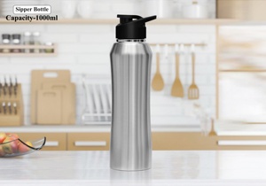 Black Stainless Steel Light Weight Custom Logo <b>Print</b> 1000ml Single <b>Wall</b> Leak Proof Water Bottle for Travel Gym Outdoor - Product Image 5