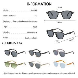 Nuevas gafas de sol cuadradas de moda Retro Vintage Unisex propionato gafas de sol estética avanzada <span class=keywords><strong>lentes</strong></span> polarizadas - Product Image 3