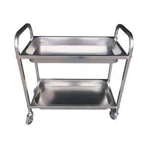 assembled dining cart two tier stainless steel restaurant serving trolley cart