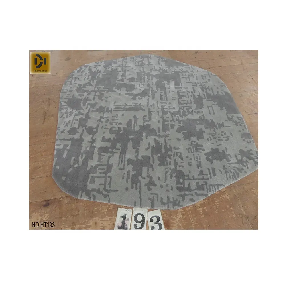 New grey rug made in China carpet manufacturer custom irregular shape carpet handmade MOQ 1PC