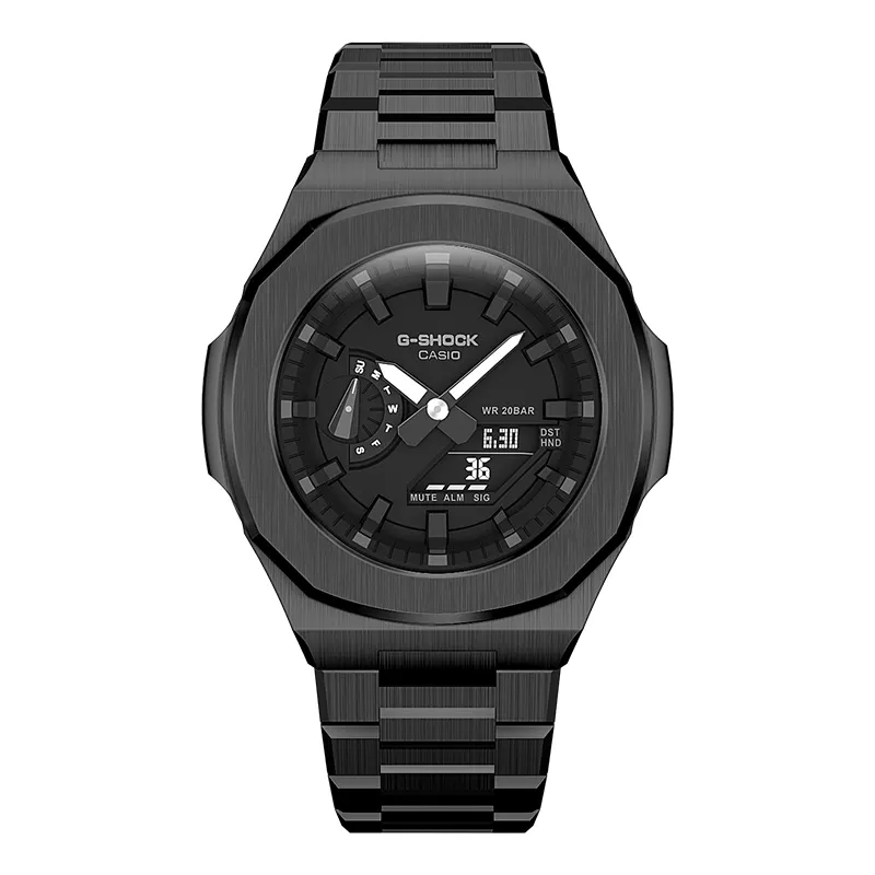 Ga2100 Mod casioak gshock GA2100 için saat kayışı paslanmaz çelik Metal kayış bandı