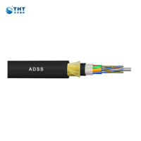 Câble à fibres optiques ADSS direct usine, 4 à 144 cœurs, G652D, double gaine PE/AT pour installation aérienne