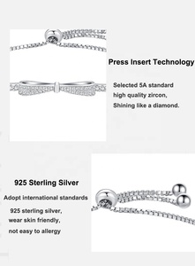 925 Sterling Silver Jewelry Manufacturer 5A Cubic Zircon Heart Shape Bow Water Drop Gold Plated <strong>Adjustable</strong> Tennis <strong>Bracelet</strong> - Product Image 6