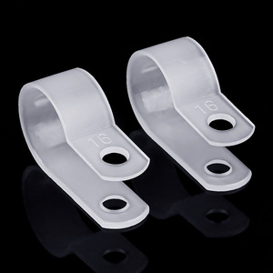 Clips de nailon tipo R LTS de 16 mm, blancos y negros, para gestión de cables, moldeados por inyección, resistentes al fuego 94V-2 - Product Image 1