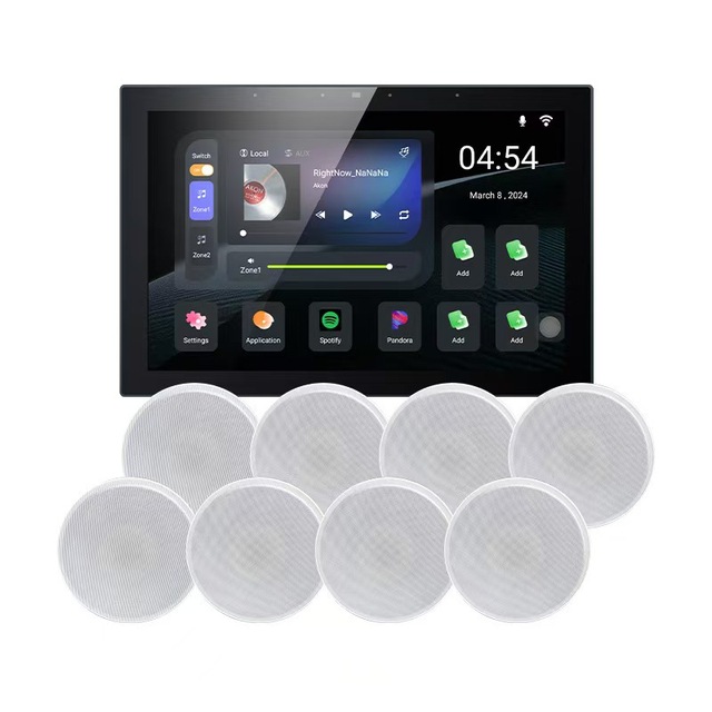 Tuya 10 Inch Screen Smart Home Zigbee Gateway Control Music Panel Built in Amplifier Connect 8 Wire Speaker with 2zoons