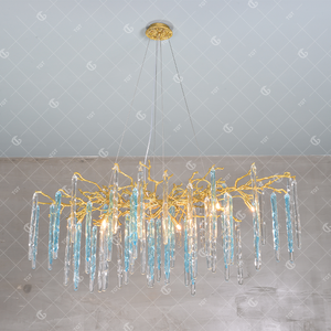 Lustre moderne de luxe en or avec LED et bulles de verre, lampe suspendue pour salon, salle à manger, luminaire suspendu circulaire en laiton de style nordique - Product Image 3