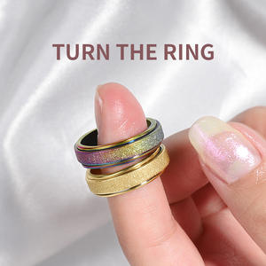 Bague Tournante Tendance en Acier Inoxydable Noir Mat Givré Anti-Stress Punk pour Mariage <span class=keywords><strong>et</strong></span> Soulagement de l'Anxiété - Product Image 4