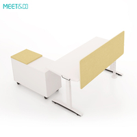 Bureau d'angle électrique blanc avec double moteur, table de travail de bureau moderne à hauteur réglable