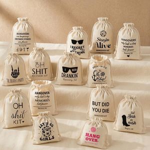 Bolsas de Algodón Orgánico de Alta Calidad para Kits Antiresaca, con Logotipo Personalizado Serigrafiado, Bolsas de Bienvenida para Invitados de Boda, Pegatinas, Cordón - Product Image 2