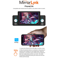 Autoradio multimédia 1 Din 5 pouces avec CarPlay, Android Auto, Bluetooth, MirrorLink, lecteur multimédia, téléphone mobile, Internet, récepteur FM
