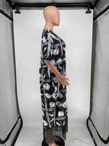 Vestido africano de verano para mujer, estilo boubou, dashiki, Ankara, <span class=keywords><strong>con</strong></span> estampado moderno, manga corta, holgado, <span class=keywords><strong>con</strong></span> borlas, maxi vestido para dropshipping. - Product Image 3