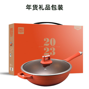 Titanium Non-Stick Wok With Lid Hermes Orange 32Cm For Induction Cooking - Product Image 4