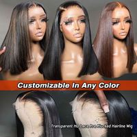 Perruque Courte Bob Grade 12A en Gros, Cheveux Brésiliens Vierges pour Perruques Lace Front, Noire Double Drawn 100% Cheveux Humains 180%
