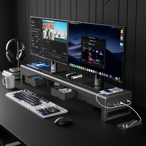 Nuovo Supporto per Computer GECKO STROLL 550 a Doppio Strato con Cassetti, USB 3.0, Ricarica Rapida 65W, Nero, per Desktop fino a 32 Pollici - Product Image 5