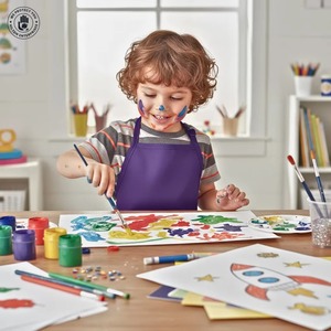 Ensemble tablier et gant de four matelassé violet pour enfants en mélange coton/poly-coton, confortable, résistant à la chaleur, réglable à l'avant - Product Image 4