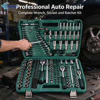 Kit de clés à douille à cliquet réversibles 216 pièces, 1/4 ", 3/8 ", 1/2 ", en acier CR-V, pour réparation automobile, ensemble d'outils multi-usages avec boîte rigide