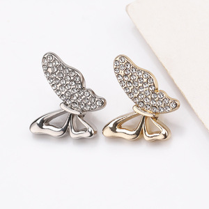 Prêt à Expédier Boutons de Luxe en Cristal Métallique avec Strass Papillon et Demi-Côtés pour Femmes - Product Image 1