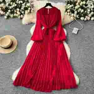 Vestido Midi Elegante de Primavera 2025 para Mujer, con Pliegues, Manga Farol, Corte Imperio y Encaje 3D - Product Image 4