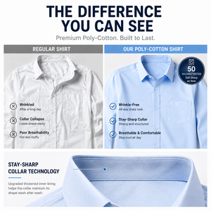 Camicia Formale di Alta Qualità in Poliestere e Cotone per Uomo, Manica Lunga, Vestibilità <span class=keywords><strong>Slim</strong></span>, Abbigliamento Professionale da Ufficio - Product Image 5