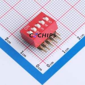 DA-5-R-T DIP Switch Through hole Component (THT),P=2.54mm Switch Piano Key Single Pole Single Throw 5 2.54mm - Product Image 1