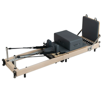 Máquina de Pilates Plegable de Madera de Roble Macizo para Gimnasio en Casa, Ahorro de Espacio, Entrenamiento de Yoga y Fitness con Resortes Ajustables