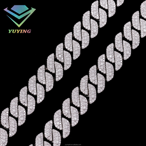 Cadena Cubana de Plata S925 con Moissanita VVS de 15mm, 18mm, 20mm de Ancho, Diseño Popular, Joyería Fina, Cadena Cubana para Hombre con Diamantes Incrustados - Product Image 6
