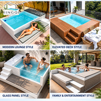 Canapé de jardin préfabriqué personnalisé en fibre de verre pour extérieur, avec jacuzzi et piscine hors sol intégrés