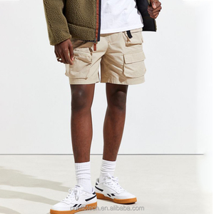 Pantalones cortos de nailon con múltiples bolsillos para hombre, shorts de cintura elástica personalizados para senderismo, color caqui - Product Image 2