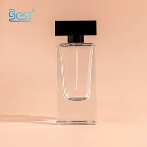 High Quality Rectangle 60ml Empty Perfume Bottles Customized Color For Sale With Plastic Black Cap And Silver Pump