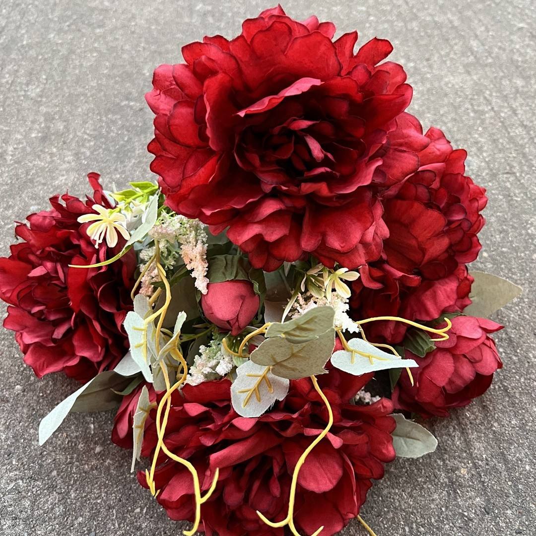 12 tenedores peonía francesa roja