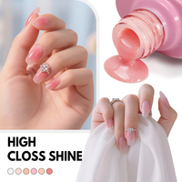 FZANEST Jelly Gel Pour Ongles Vernis à Ongles Bio Blanc Laiteux Kit Complet pour Ongles Rose Clair Gel Semi-permanent Accessoires pour Ongles