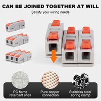 60 connecteurs de câblage à levier en cuivre et polycarbonate, mini-connecteurs rapides à enfiler, bornes de raccordement en ligne 1:1, 24-12, nickelés