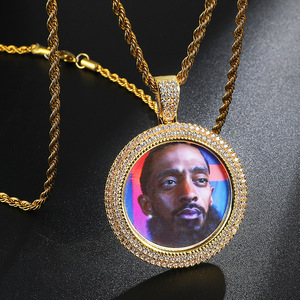 Kalung liontin foto kristal Semua berlian, Kalung Hiphop Punk perunggu untuk teman dan keluarga - Product Image 3