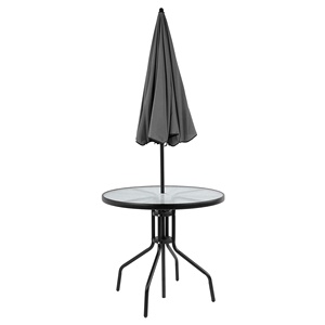 <span class=keywords><strong>Set</strong></span> <span class=keywords><strong>da</strong></span> <span class=keywords><strong>Giardino</strong></span> Moderno in Acciaio Inossidabile <span class=keywords><strong>Nero</strong></span> a 6 Pezzi con Tavolo, Ombrellone e 4 Sedie Pieghevoli - Product Image 2