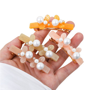 Pince à <span class=keywords><strong>cheveux</strong></span> en perles en acétate véritable pour femme, collection Automne Hiver Printemps, pince griffe pour l'arrière de la tête, motif abeille, style élégant - Product Image 6