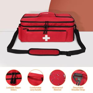 Bolsa de primeros auxilios, bolsa organizadora de medicamentos de doble capa para gimnasio, oficina, camping - Product Image 3