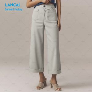 <span class=keywords><strong>Pantalon</strong></span> droit à jambes larges pour femmes <span class=keywords><strong>Pantalon</strong></span> baggy de bureau en coton et lin personnalisé de haute qualité <span class=keywords><strong>Pantalon</strong></span> et <span class=keywords><strong>pantalon</strong></span> pour femmes - Product Image 3