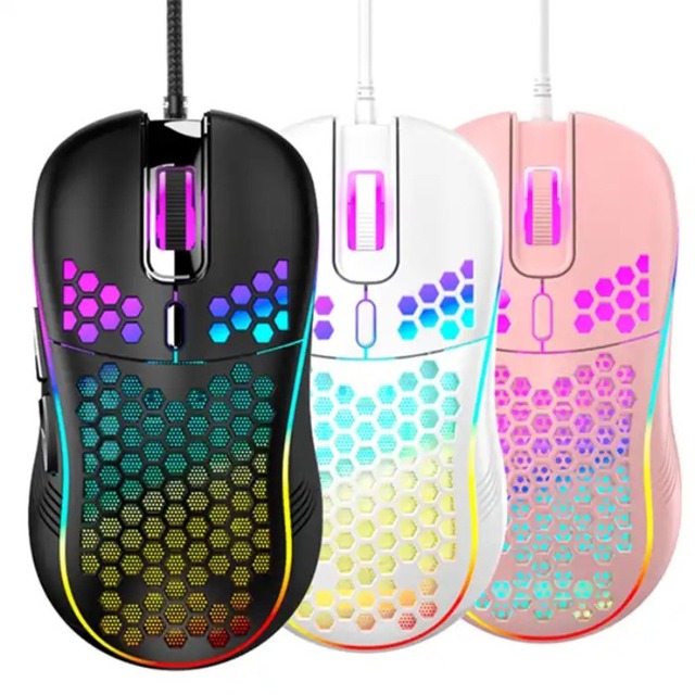 Hot Sale Honeycomb RGB Gamer Mouse Computer High Quality Lightweight Ergonomics Wired Glowing LED Gaming Mouse
