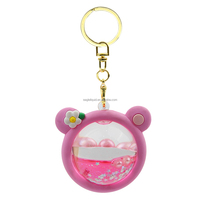 Porte-clés tortue flottante mignonne en forme ronde avec figurine 3D à l'intérieur, accessoire pendentif pour sac à dos