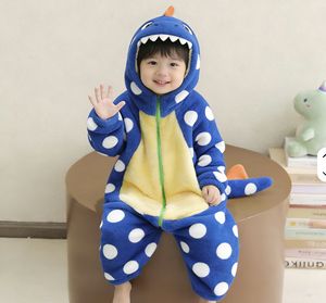 Children Crawling Suit Eco-Friendly Velvet Fabric Puff Sleeve for All Seasons <strong>Kids</strong> <strong>Dinosaur</strong> <strong>Onesie</strong> Hidden Zipper Baby Rompers - Product Image 5