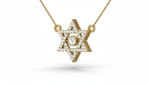 Collar Moderno con Estrella de David Tejida en Oro con Diamantes Naturales para Mujer, Joyería Fina Minimalista, Ideal para Uso Diario y Fiestas - Product Image 3