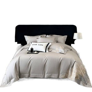 Juego de Ropa de Cama de Cuatro Piezas Star Casa 100S Sateen de Algodón de Fibra Larga, Bordado con Plumas, Lujo Ligero, para Todas las Temporadas - Product Image 2
